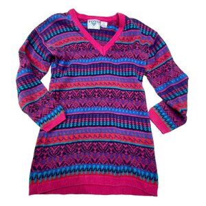 Vintage YOYO Fair Isle Knit Sweater Small 80's 90's Multicolor Cotton